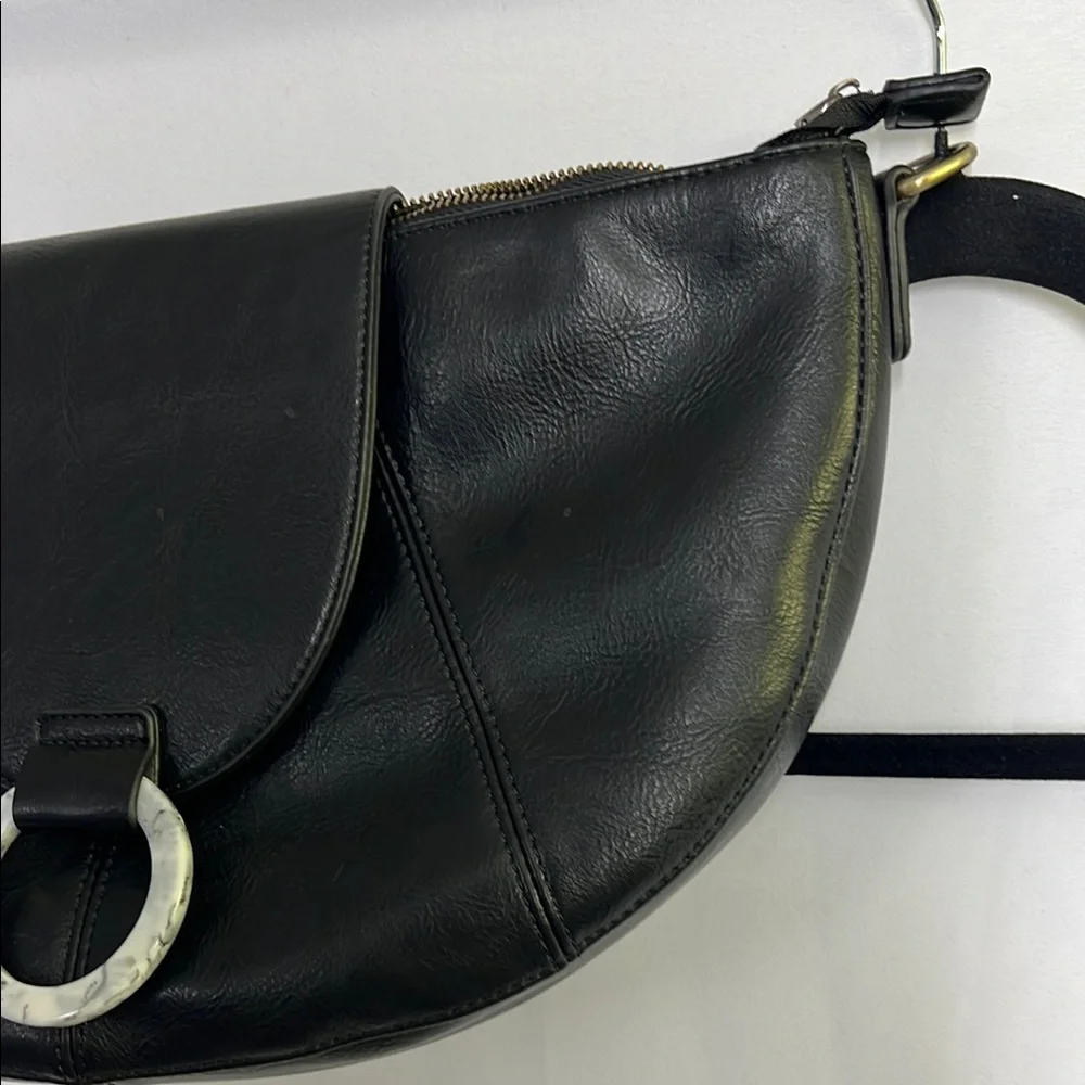 Elegant Black Leather Women's Bag baguette clutch bag - Picture 2 of 4